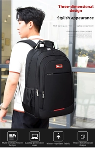 Detail of waterproof business backpack with 15.6 inch laptop compartment and multi-layer storage