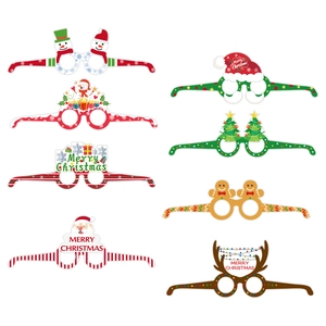 Set of 8 festive Christmas paper glasses featuring snowman, reindeer, and Santa Claus designs