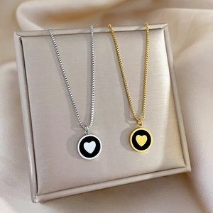 Minimalist Heart Pendant Necklace For Women Titanium Steel Gold Silver Plated Clavicle Chain Jewelry Ins Style Necklaces