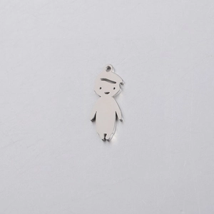Polished silver stainless steel boy and girl pendant with hanging loop for DIY engraving