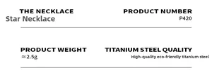 Spécifications du collier étoile en acier titane écologique de haute qualité