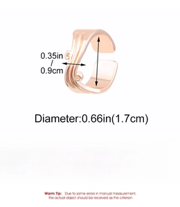 Detailed technical diagram showing 0.9cm width and 1.7cm diameter of rose gold ring