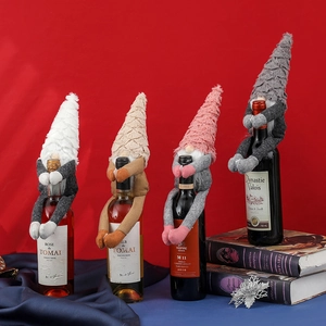 Christmas Gnome Wine Bottle Covers Plush Swedish Tomte Decorative Bottle Toppers For Holiday Table Decor Nordic Style