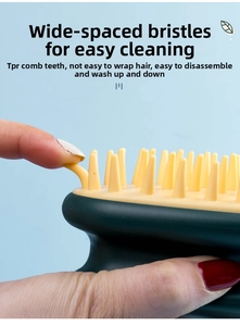 Detail of flexible TPR bristles on silicone scalp massager brush for easy hair cleaning
