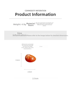 Spécifications de taille pour une large bague en résine orange à effet marbre