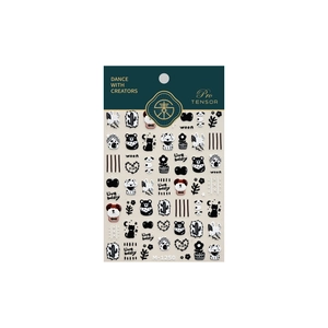 3D relief nail stickers M-1250 featuring minimalist black and white cartoon bears and dogs
