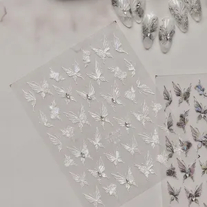 3D relief butterfly and rose nail art stickers with sparkly crystal accents