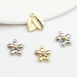 Minimalist gold leaf and flower metal alloy pendants for DIY earrings jewelry making