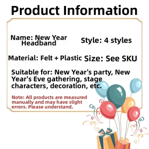 Detailed product specification chart for festive red and gold New Year headbands