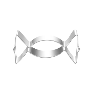 Detailed view of candy-shaped stainless steel cookie cutter for holiday baking