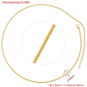 Detail of 2.0mm gold beaded chain necklace with lobster clasp and adjustable extension