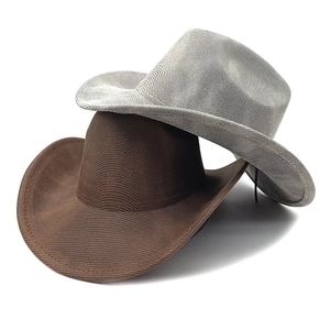 Classic western cowboy hats with breathable woven texture in brown and grey colors