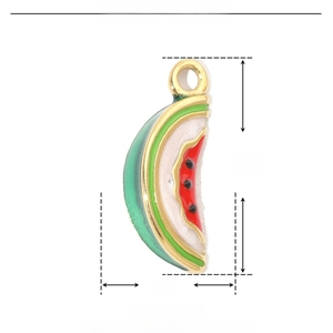 Detailed size chart for the watermelon enamel pendant in polished stainless steel