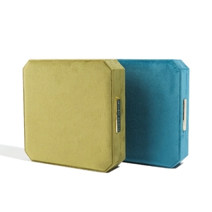 Octagon velvet jewelry gift boxes in green and blue with gold metal snap closures