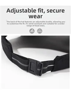 Adjustable elastic strap with plastic buckle for secure fit on black sun visor hat