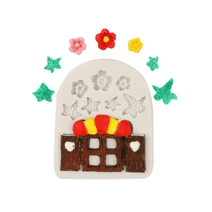 Fairy house door and window silicone mold for DIY cake decorating flowers and leaves