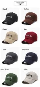 Detail view of 8 color variations of the COLORADO embroidered cotton baseball cap