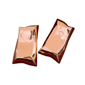 Elegant rose gold rectangle hoop earrings with polished mirror finish for women