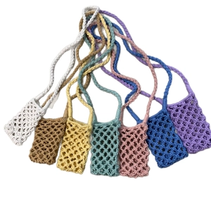 Handmade woven cotton shoulder phone bag available in seven vibrant summer colors