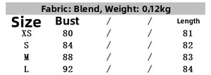 Size guide for halter scarf top with chest and length measurements in centimeters