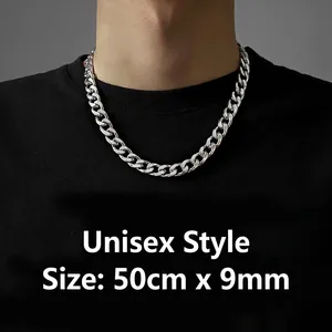 Collier Chaîne Gourmette Acier Inoxydable Hip Hop Minimaliste Punk Bijoux Streetwear Hommes Femmes