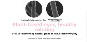 Detail of eco-friendly plant-based dyeing and fiber texture comparison for the scarf