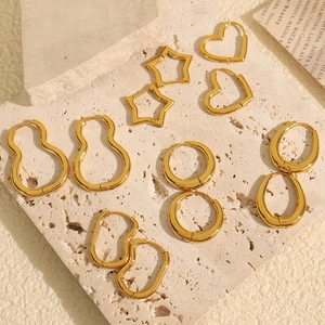Minimalist Geometric Stainless Steel Hoop Earrings Heart Star Irregular Fashion Jewelry For Women Gold Silver Tone