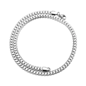 Sleek silver stainless steel flat curb chain necklace with a secure lobster clasp