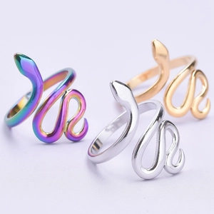 Adjustable snake rings in rainbow, gold and silver finishes made of durable titanium steel