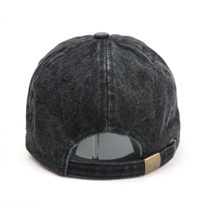 Casquette de baseball en jean noir délavé vintage avec boucle métal réglable