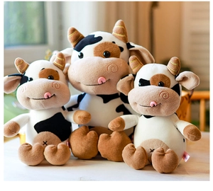 Set de tres adorables peluches de vaca de diferentes tamaños, regalo de peluche suave