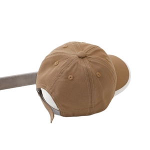 Classic brown cotton baseball cap for kids featuring white contrast stitching and adjustable strap