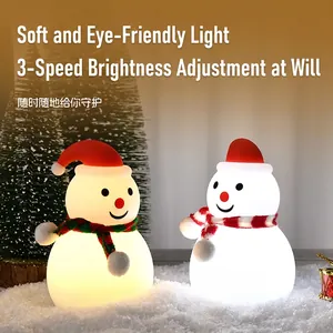 Christmas Snowman Night Light Silicone Bluetooth Speaker LED Tap Sensor Rechargeable Color Changing Bedroom Decor Gift