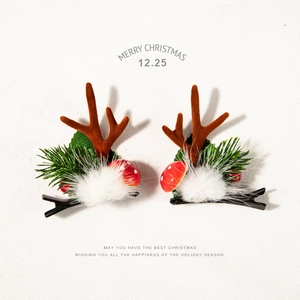 Christmas Reindeer Antler Hair Clips Plush Fabric Santa Snowman Hairpin For Women Girls Festival Party Hair Accessories
