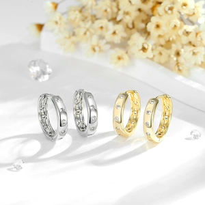Geometric Round Hoop Earrings With Micro Paved AAA Zircon Copper 14K Gold Plated Simple Elegant Fashion For Women
