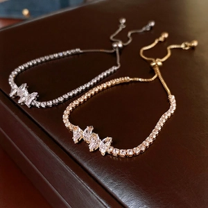 Butterfly Zircon Adjustable Bolo Bracelet Elegant Marquise Stone Tennis Chain Jewelry Gift For Women
