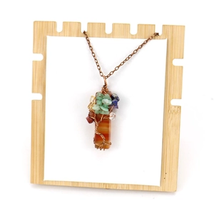 Handmade tree of life pendant necklace with natural gemstone and copper wire wrapping