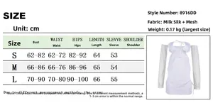 Detailed size chart showing bust, waist, and hip measurements for sexy mesh tube dress