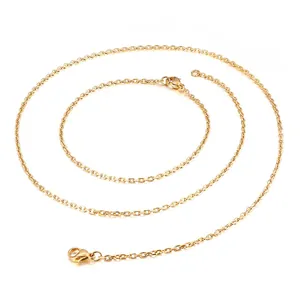 Minimalist Necklace And Bracelet Jewelry Set Titanium Stainless Steel Thin Cable O Chain 18K Gold Plated Elegant Fashion For Women
