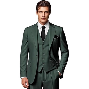 Men Business Suit Jacket Vest And Trousers Polyester Blend Single Breasted Notched Lapel Slim Fit Wedding Formal Elegant