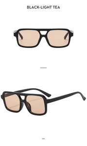 Classic double-bridge aviator sunglasses with black frame and light tea lenses for daily wear