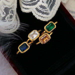 Titanium Steel Minimalist Classic Style Inlay Solid Color Zircon Rings