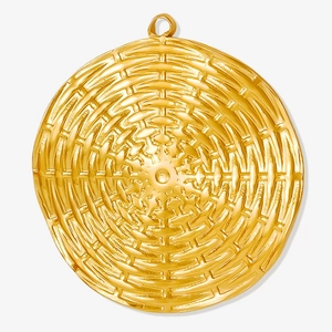 Round Disc Pendant Charms 304 Stainless Steel Woven Texture 18K Gold Plated For DIY Jewelry Making Necklaces