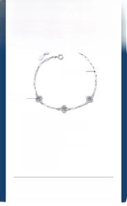 Detail showing s925 silver four-leaf clover bracelet with 60 point Moissanite stone