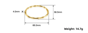 Polished stainless steel bamboo bangle detail with 4.0mm width and 14.7g weight specifications