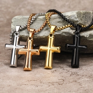 Stainless Steel Cross Pendant Necklace For Men Women Hip Hop Punk Style Polished Minimalist Religious Jewelry