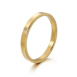 Minimalist gold stainless steel ring with a matte brushed finish and smooth inner surface