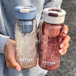 Plastic Water Bottle With Tea Infuser Filter Leakproof Portable Sports Drinkware For Students Simple Aesthetic
