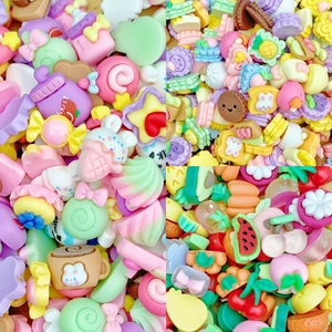 Colorful resin charms set with candy, fruit and star shapes for DIY nail art and crafts