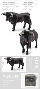 Dimensions détaillées et poids du modèle réaliste de taureau noir, 14,5x8cm et 144g